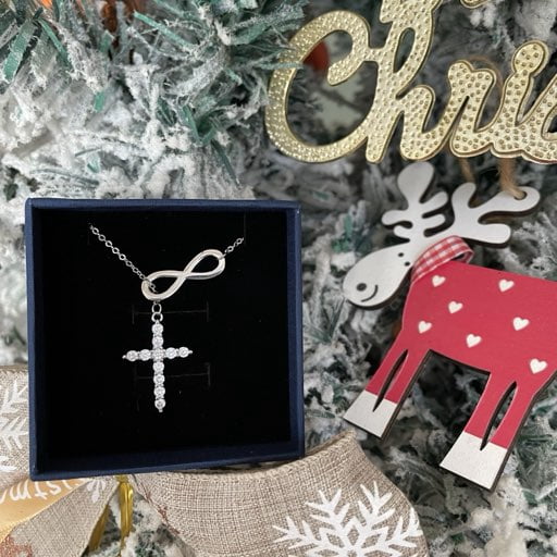 14K Plated Zirconia Cross Pendant Necklace for Women with 925