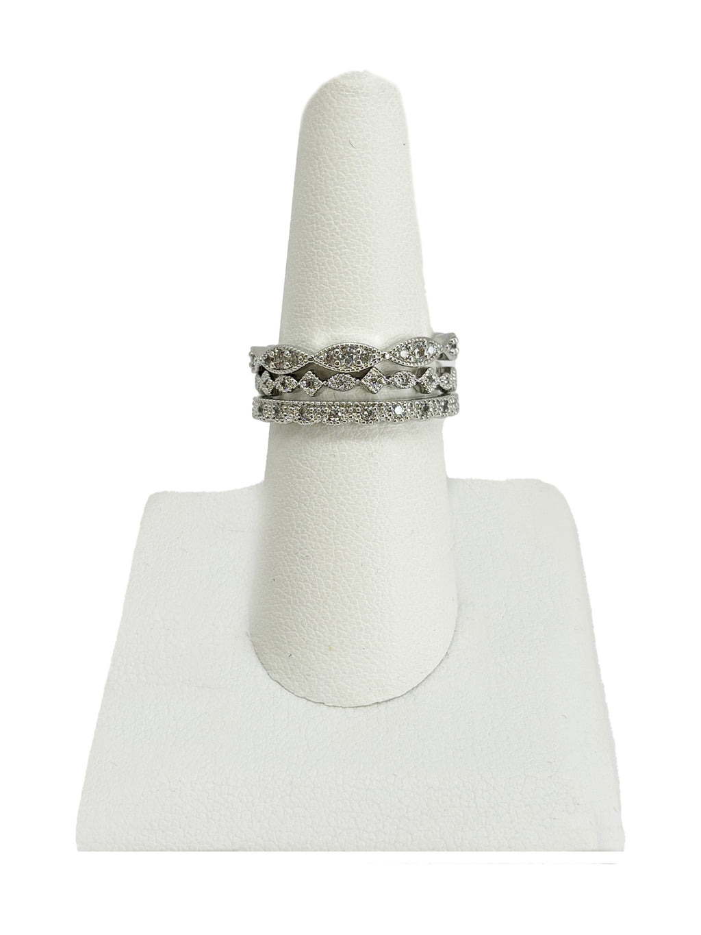 Women's Believe in AAA Cubic Zirconia Fine Plate Ring Set in Size 8.