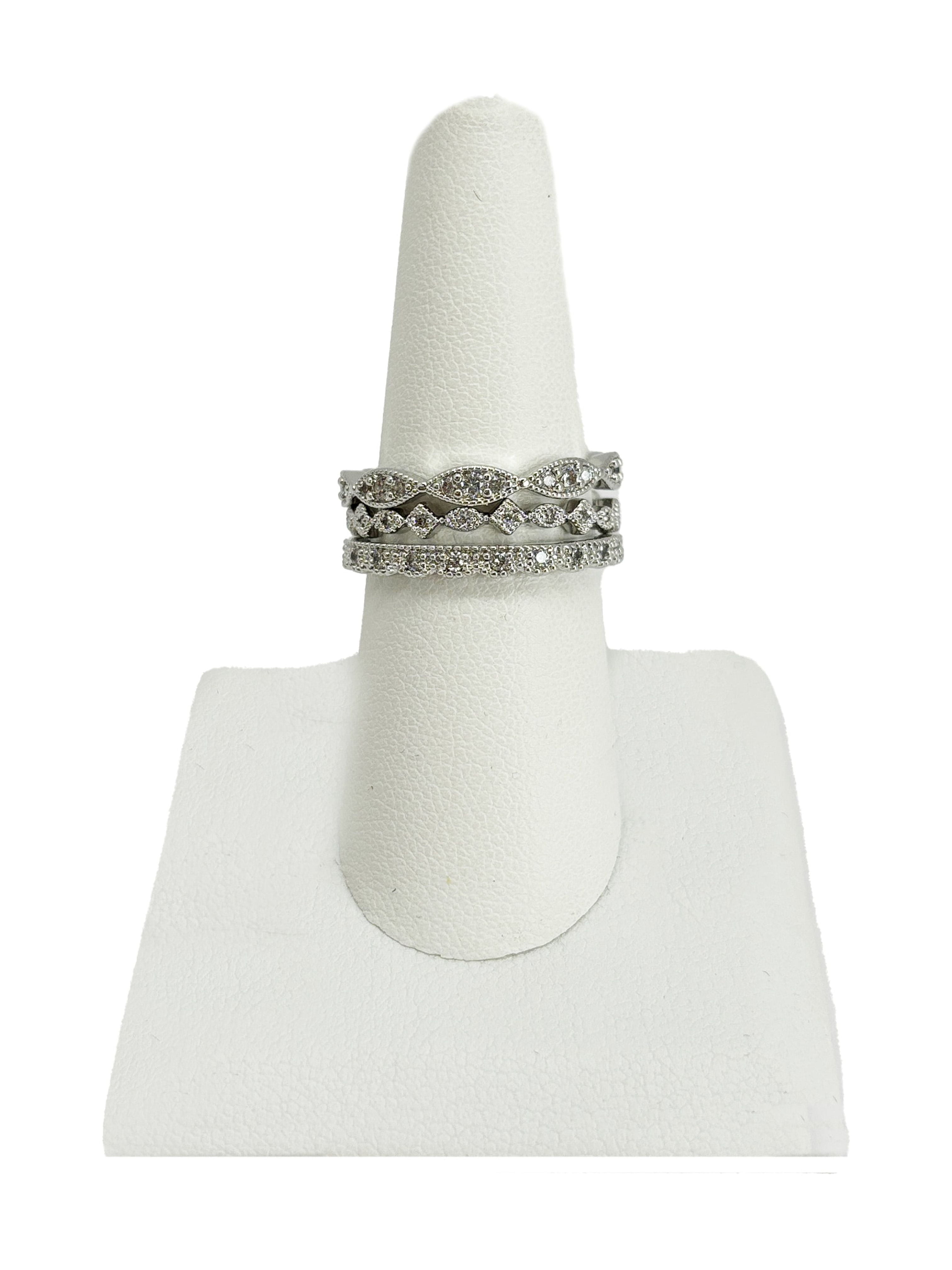 Women's Believe in AAA Cubic Zirconia Fine Plate Ring Set in Size 8.