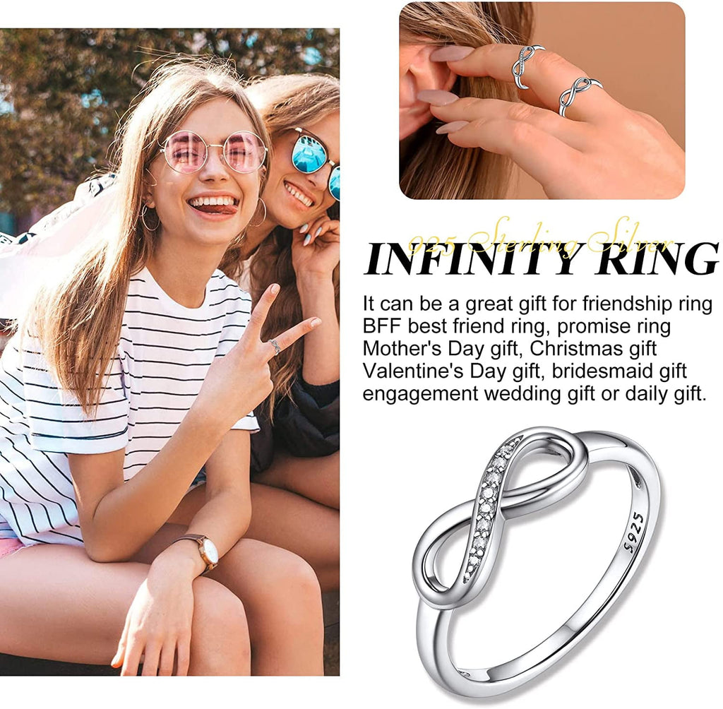 Created Diamond Engagement Rings for Women 925 Sterling Infinity Wedding Band Gifts Size 4-12