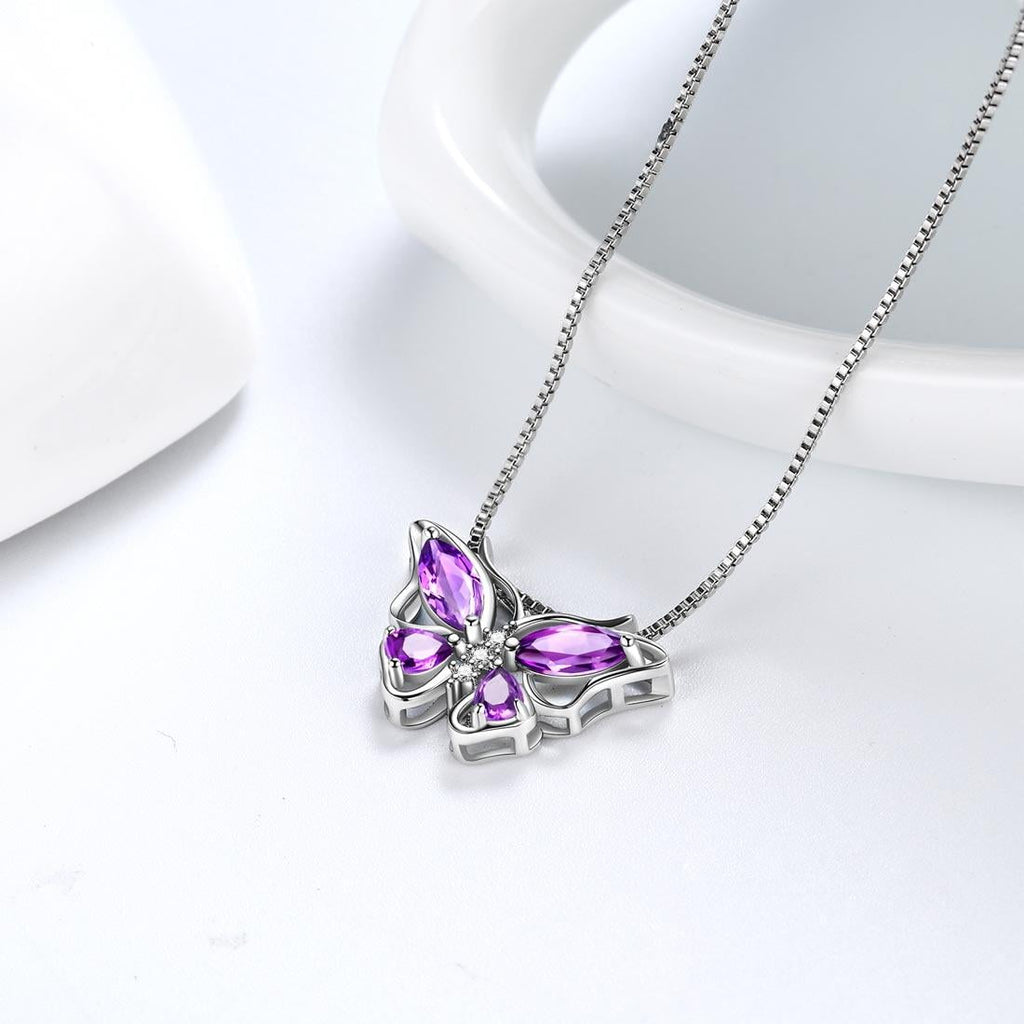 December Tanzanite Blue Butterfly Necklaces 925 Sterling Pendant Jewelry for Women Wife