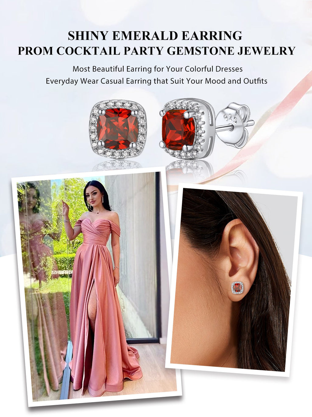 Stud Earrings for Women, 925 Sterling Heart Created Diamond Studs Earrings / Gifts - September
