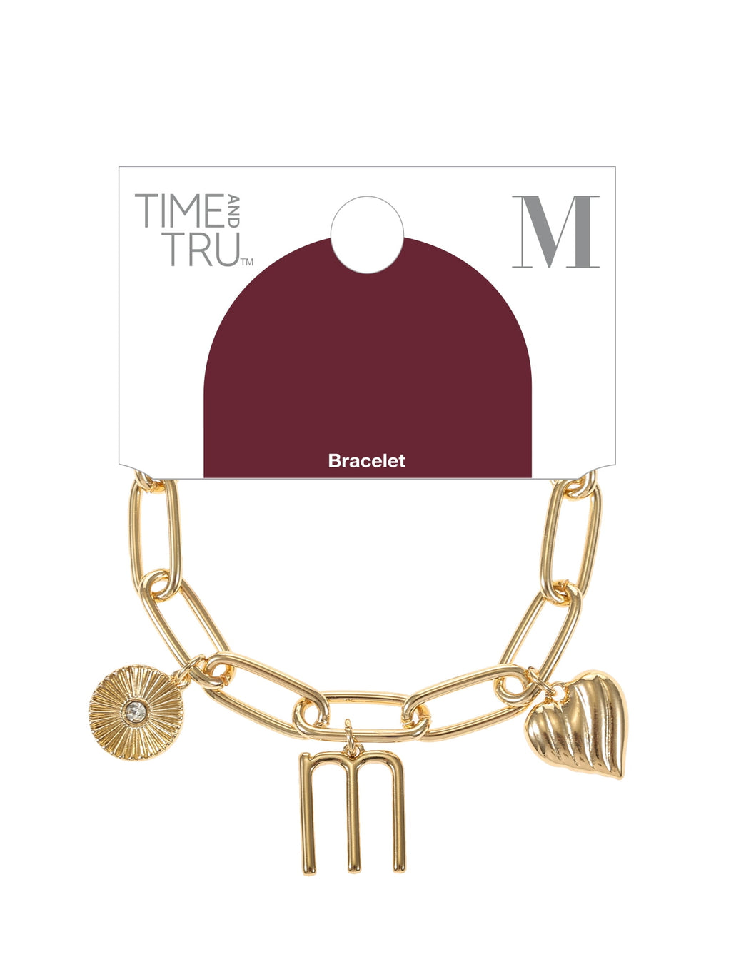 Goldtone Initial Charm Bracelet, Initial J
