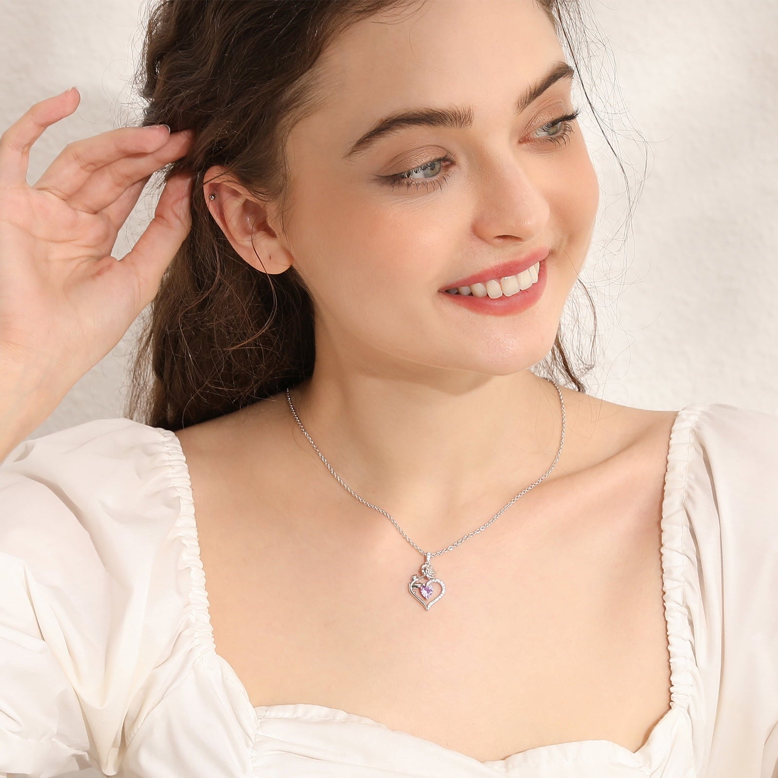 925 Sterling Necklace Rose Flower Heart Pendant Jewelry Valentines Gifts for Women Mom Wife/Lover