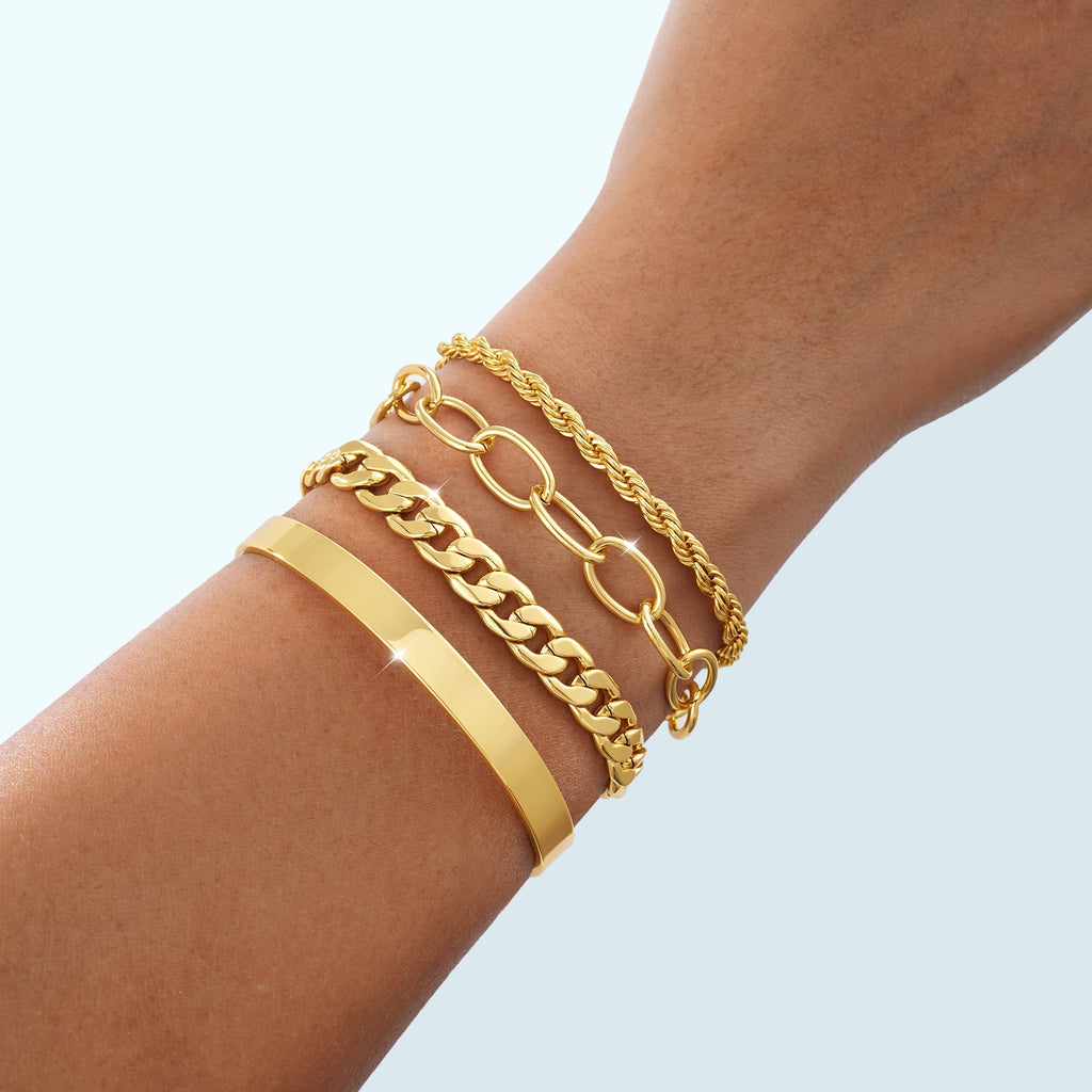 6PCS Bracelets for Women 14K Plated Dainty Layered Stacking Jewelry Set Gifts