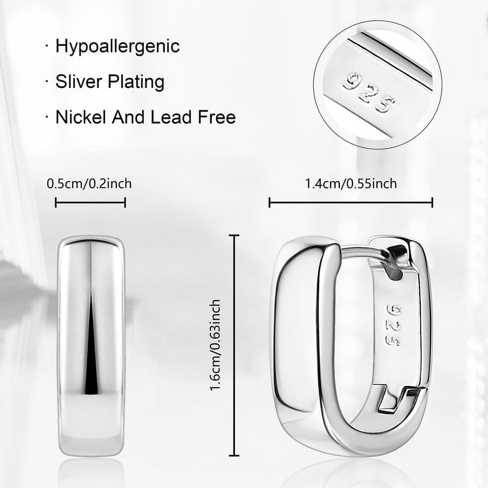 Chunky Huggie Earrings for Women 14K Plated Hypoallergenic Sterling Minimalist Hoops