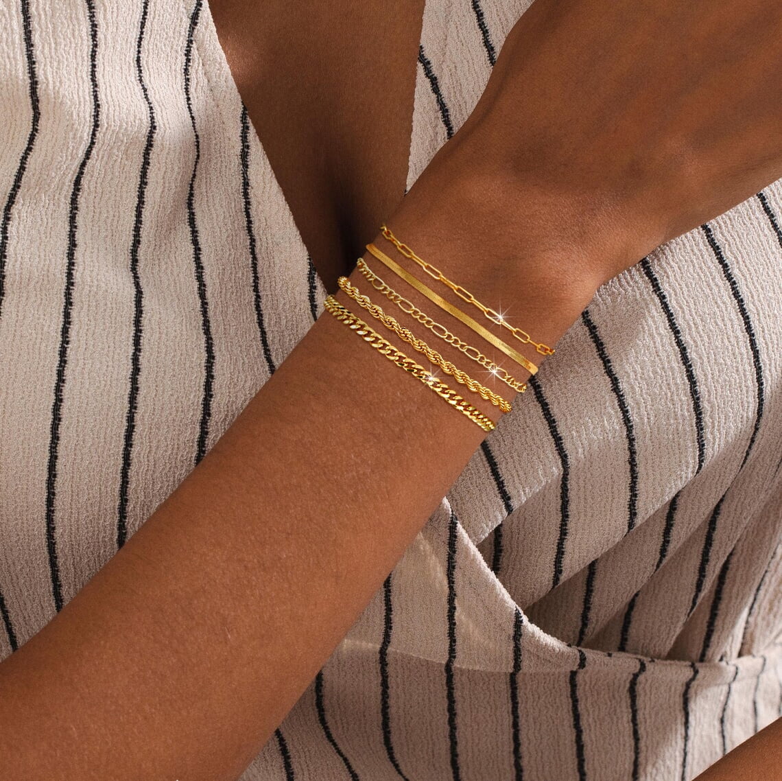 6PCS Bracelets for Women 14K Plated Dainty Layered Stacking Jewelry Set Gifts