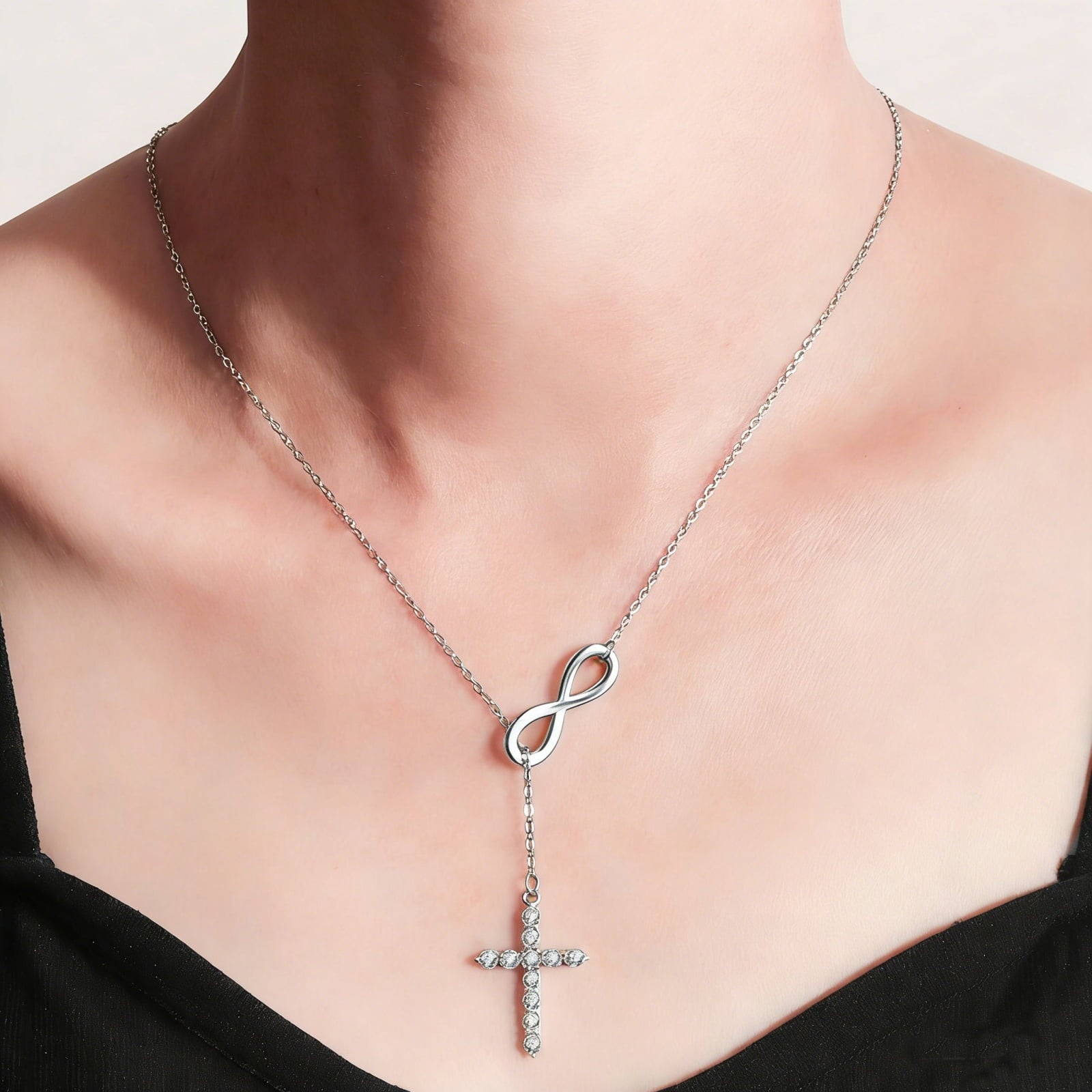 14K Plated Zirconia Cross Pendant Necklace for Women with 925