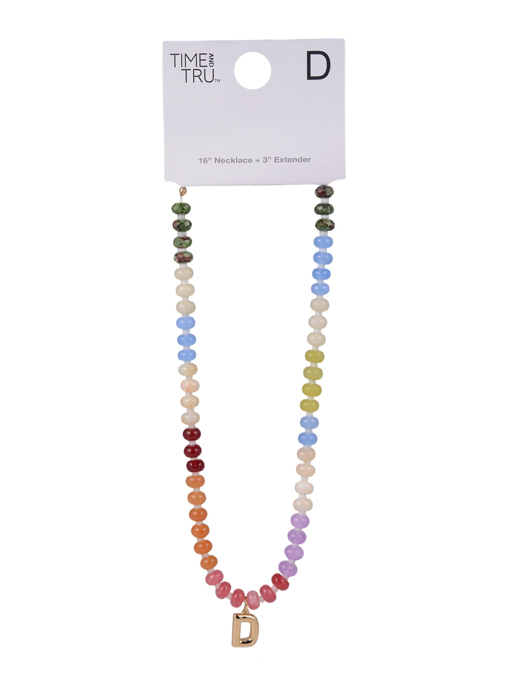 Goldtone Multicolored Bead Initial "A" Necklace