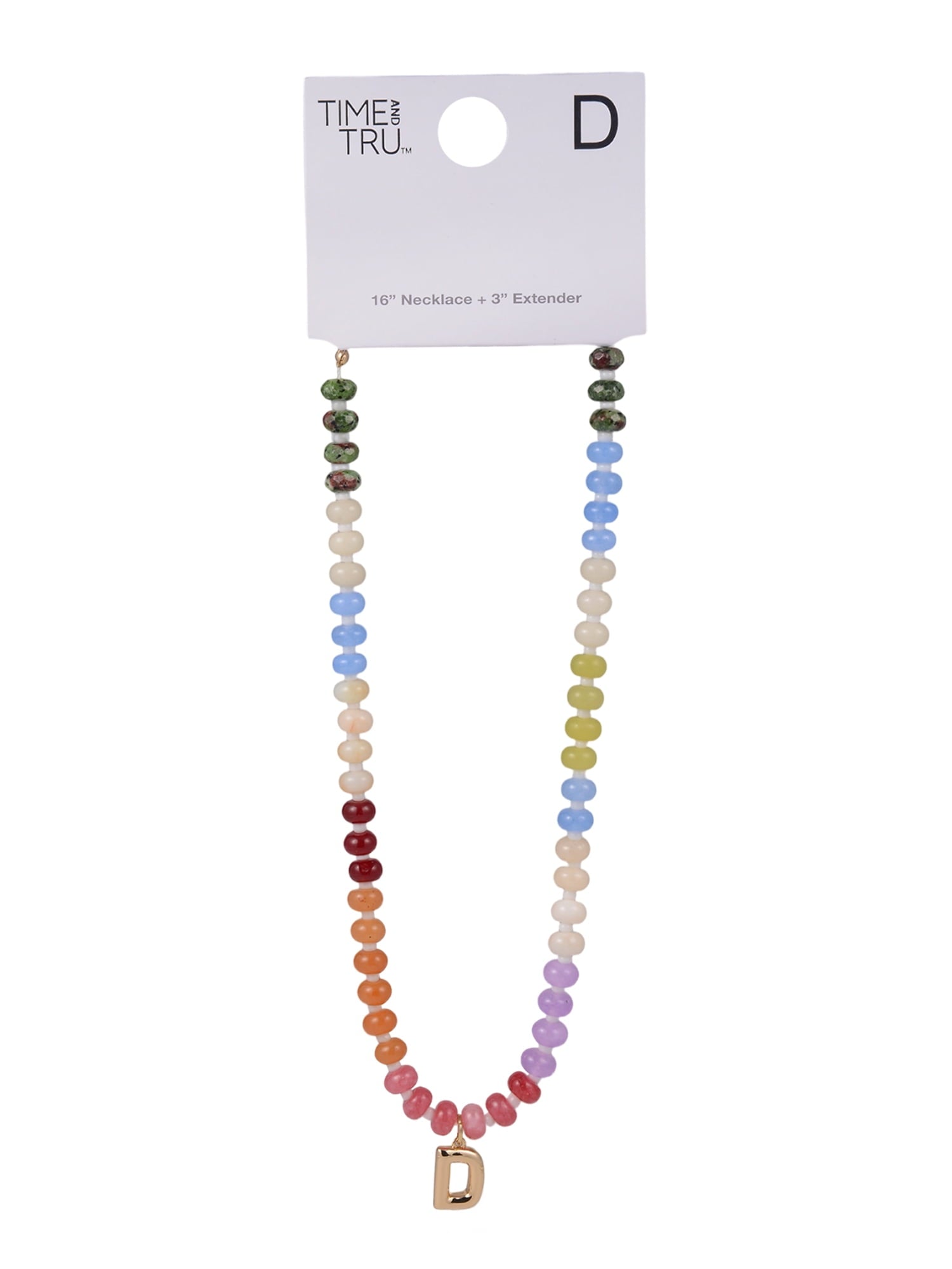 Goldtone Multicolored Bead Initial "A" Necklace