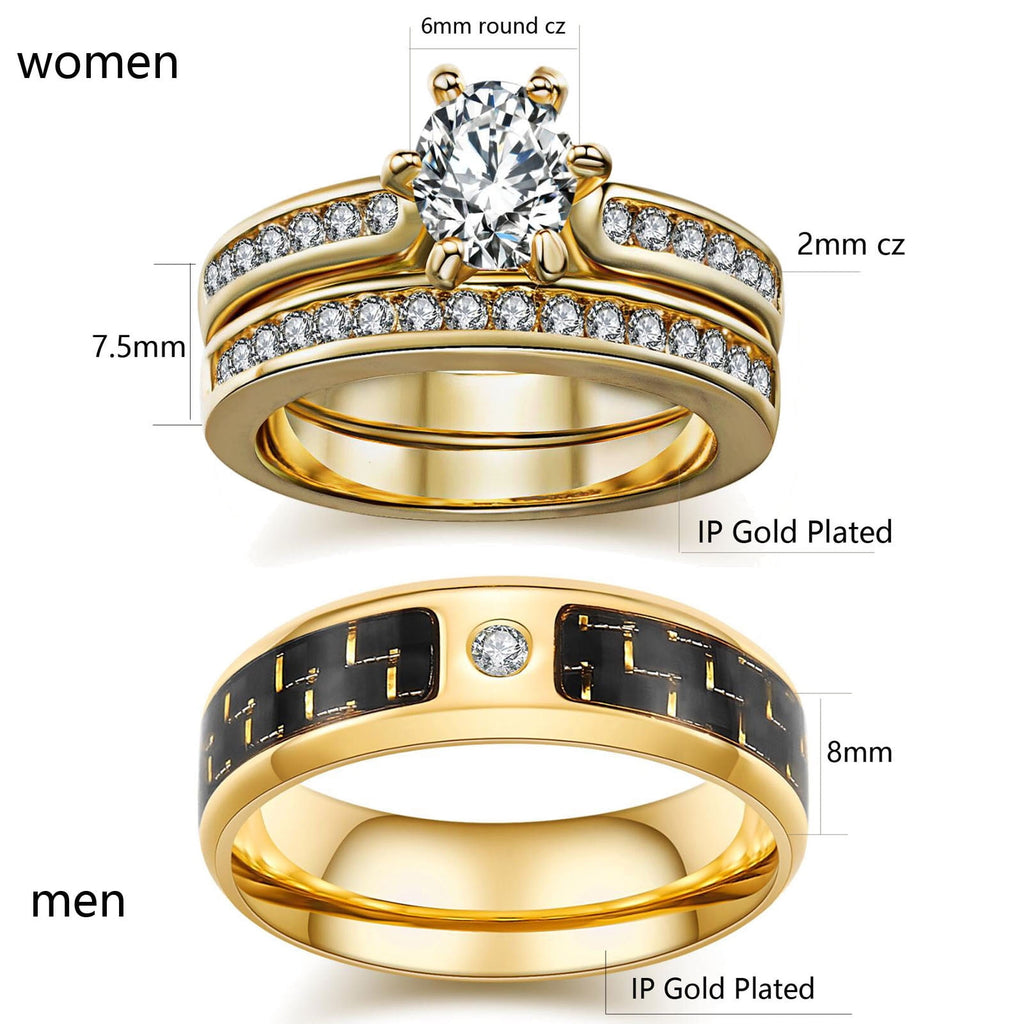 Matching Rings Couple Rings Black Plated 1CT Purple Cz Women Wedding Ring Sets