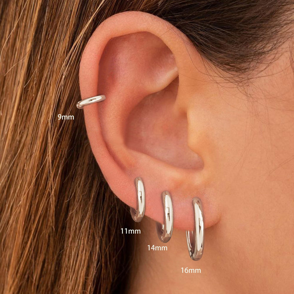 4 Pairs Hoop Earrings for Women CZ Small Huggie Cartilage Post Hypoallergenic Earrings Set for Multiple Piercing Valentines Day Jewelry Gifts Her Teen Mom Wife Lady Adults Ideas