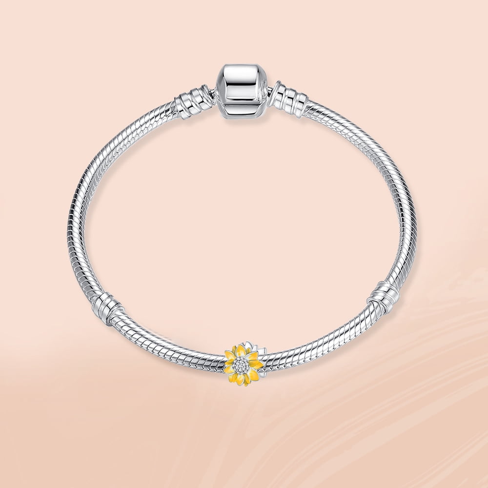 925 Sterling Charm for Bracelets Four Leaf Clover Lucky OpenWork Bead Charm Women Bracelet Charm