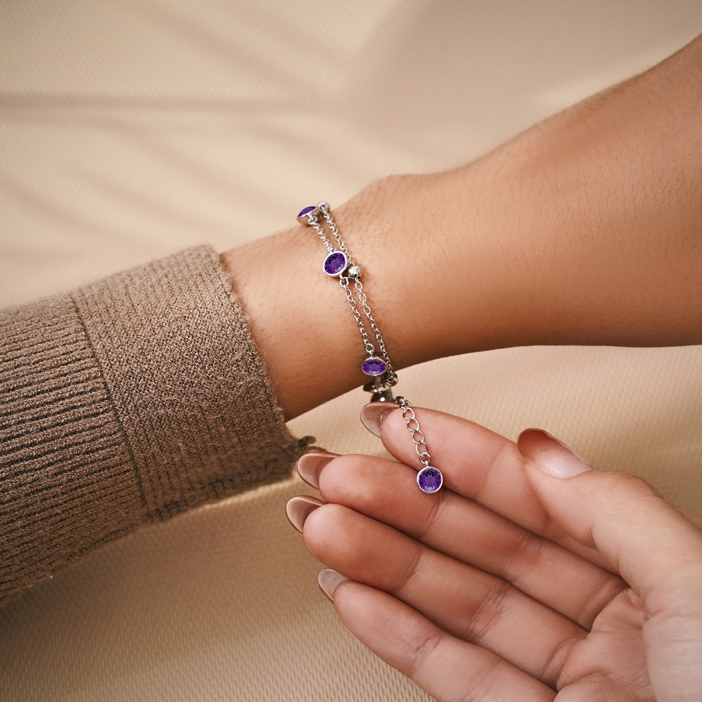 3.5 April Cubic Zirconia Double Layer Bracelet - in Yellow Plating for Women
