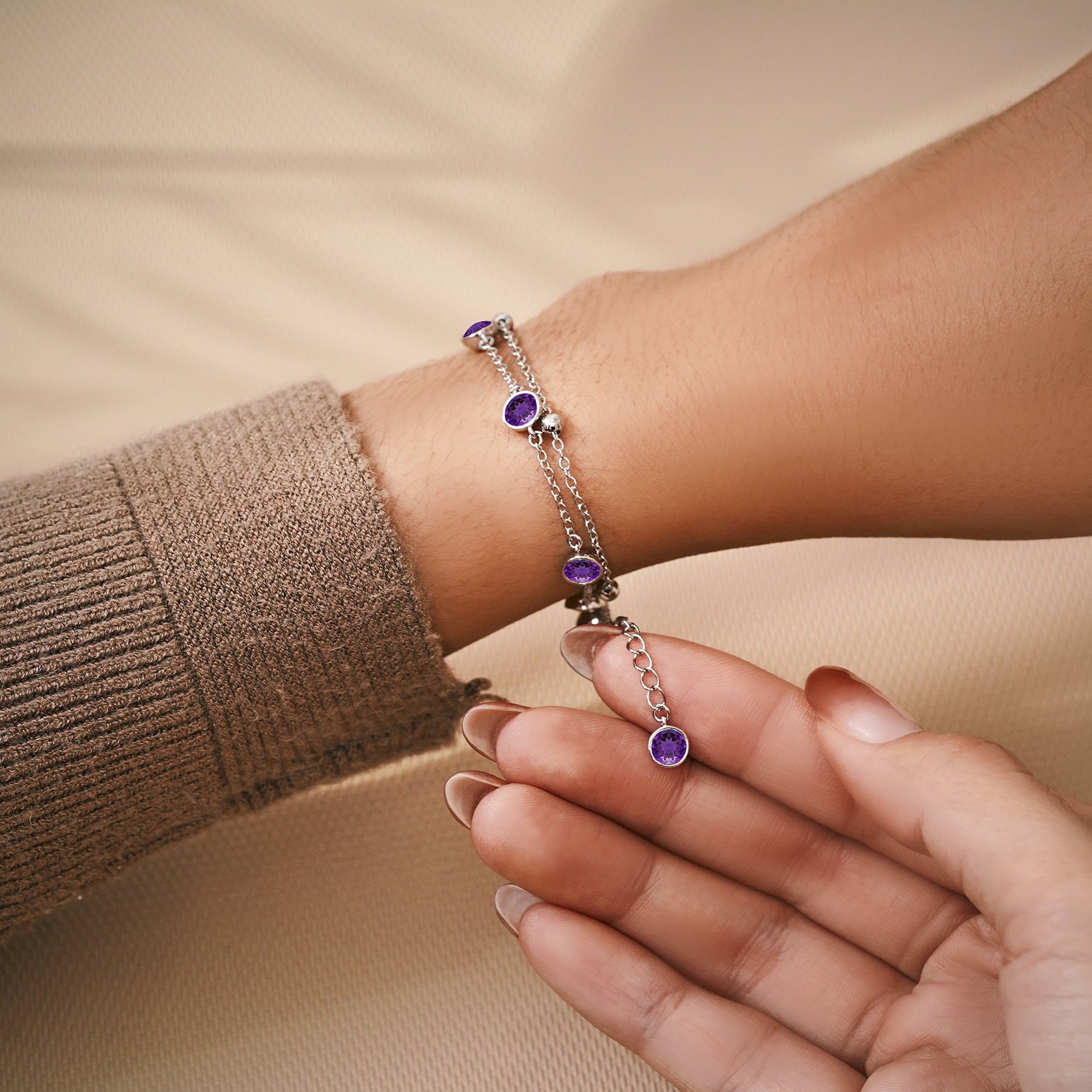 3.5 April Cubic Zirconia Double Layer Bracelet - in Yellow Plating for Women