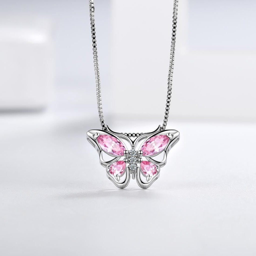 December Tanzanite Blue Butterfly Necklaces 925 Sterling Pendant Jewelry for Women Wife