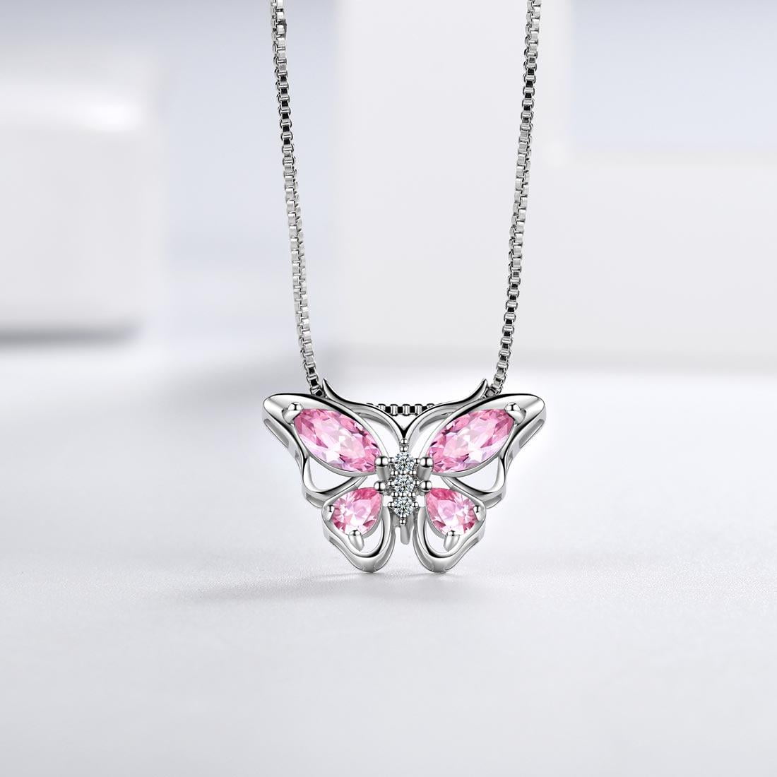 December Tanzanite Blue Butterfly Necklaces 925 Sterling Pendant Jewelry for Women Wife