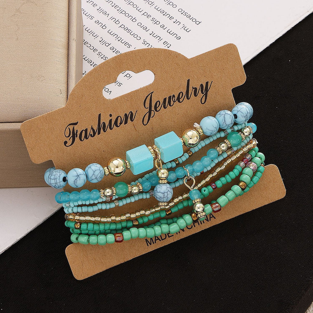 8 PCS Bohemian Women's Bracelet, Beaded Bracelet, Women's and Girls