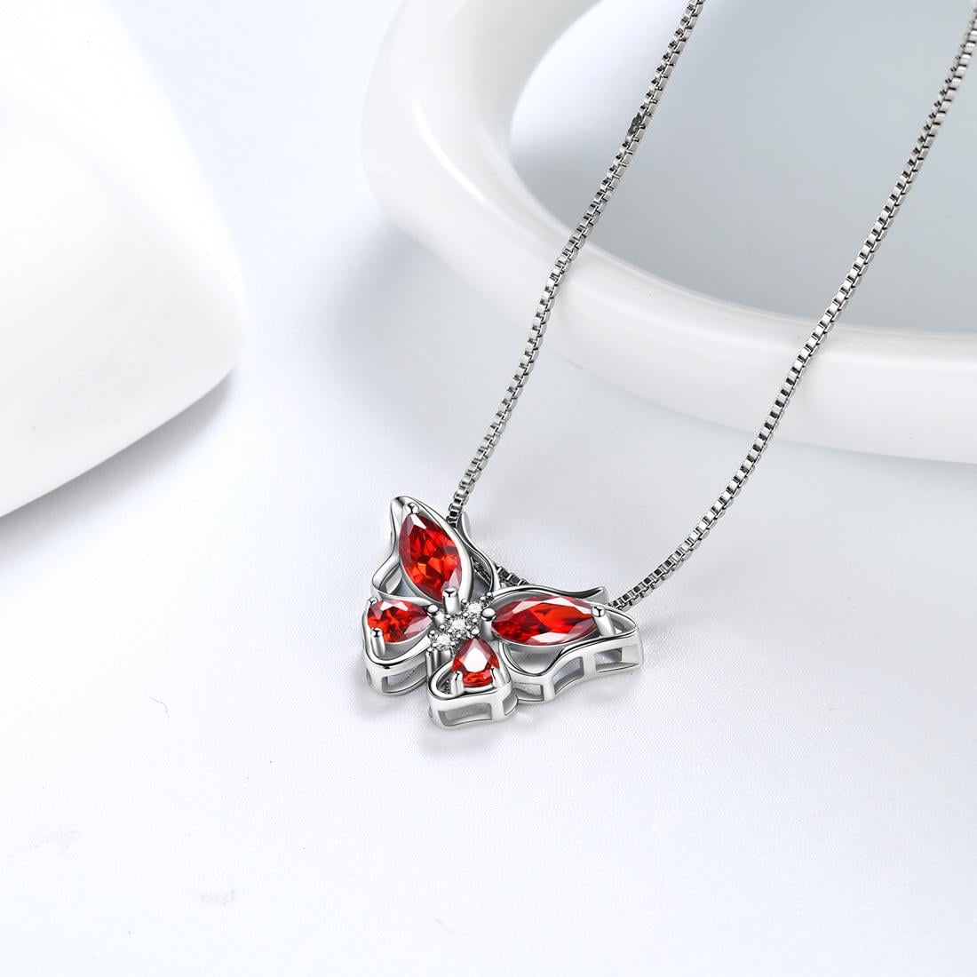 December Tanzanite Blue Butterfly Necklaces 925 Sterling Pendant Jewelry for Women Wife