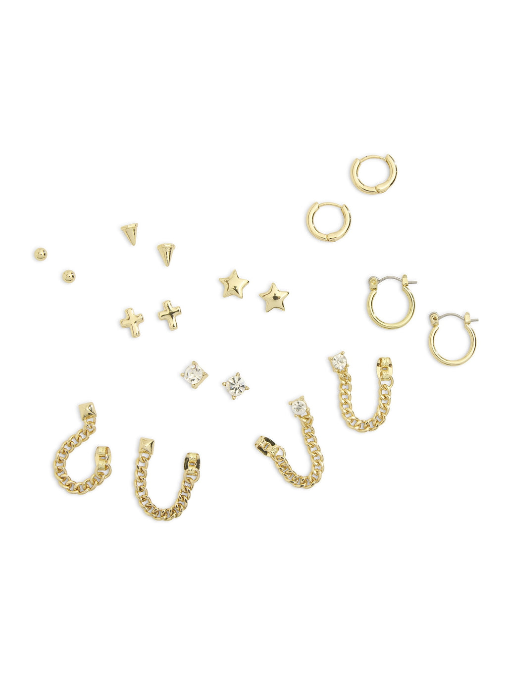 Women's Tone Western Mixed Stud &amp; Hoop 9-Piece Earring Set
