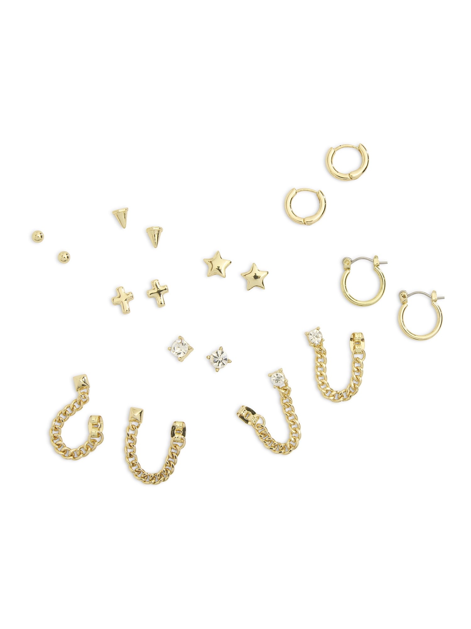 Women's Tone Western Mixed Stud &amp; Hoop 9-Piece Earring Set