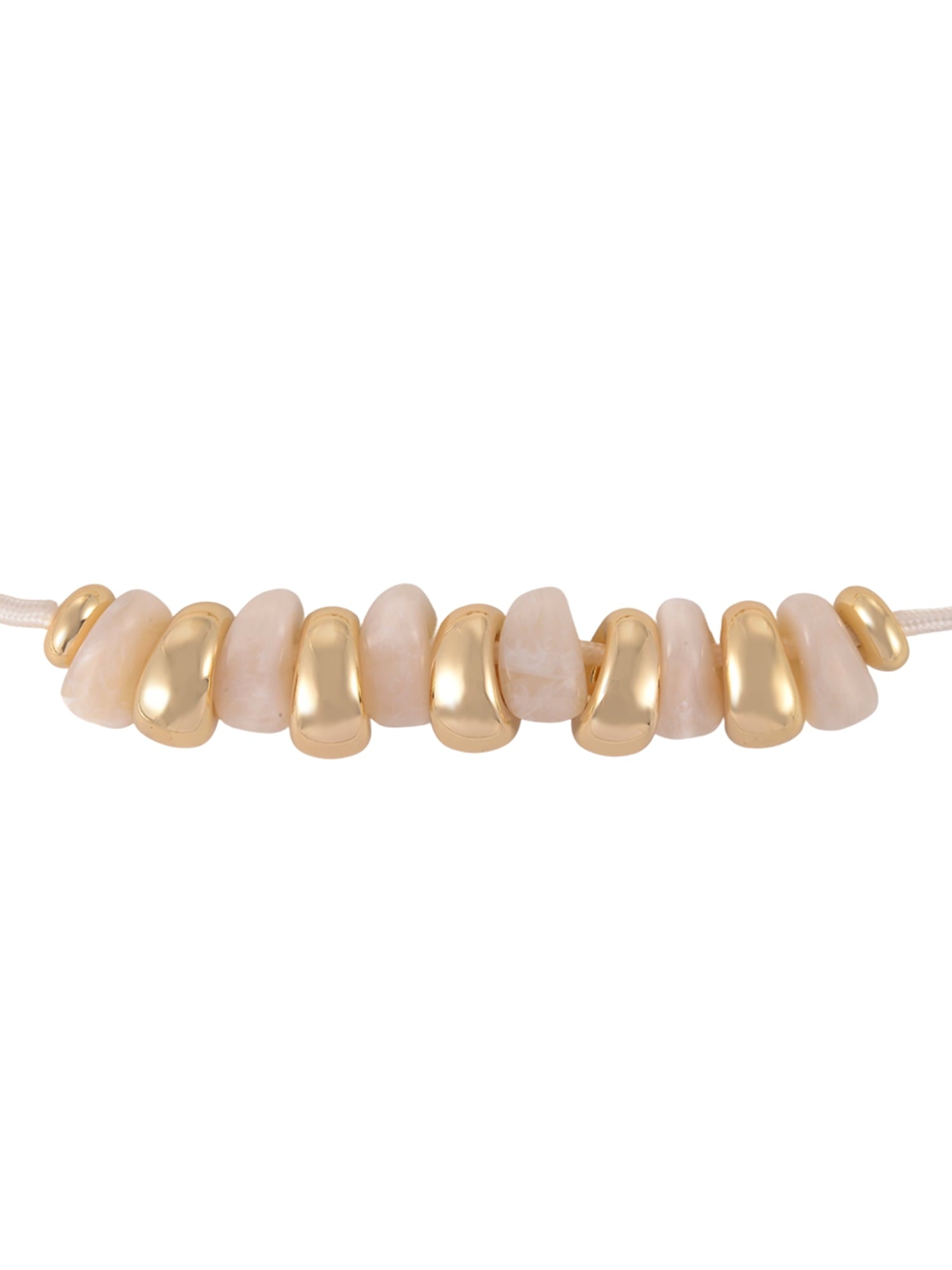 Goldtone Cord Cream Swirl Resin Bead Necklace