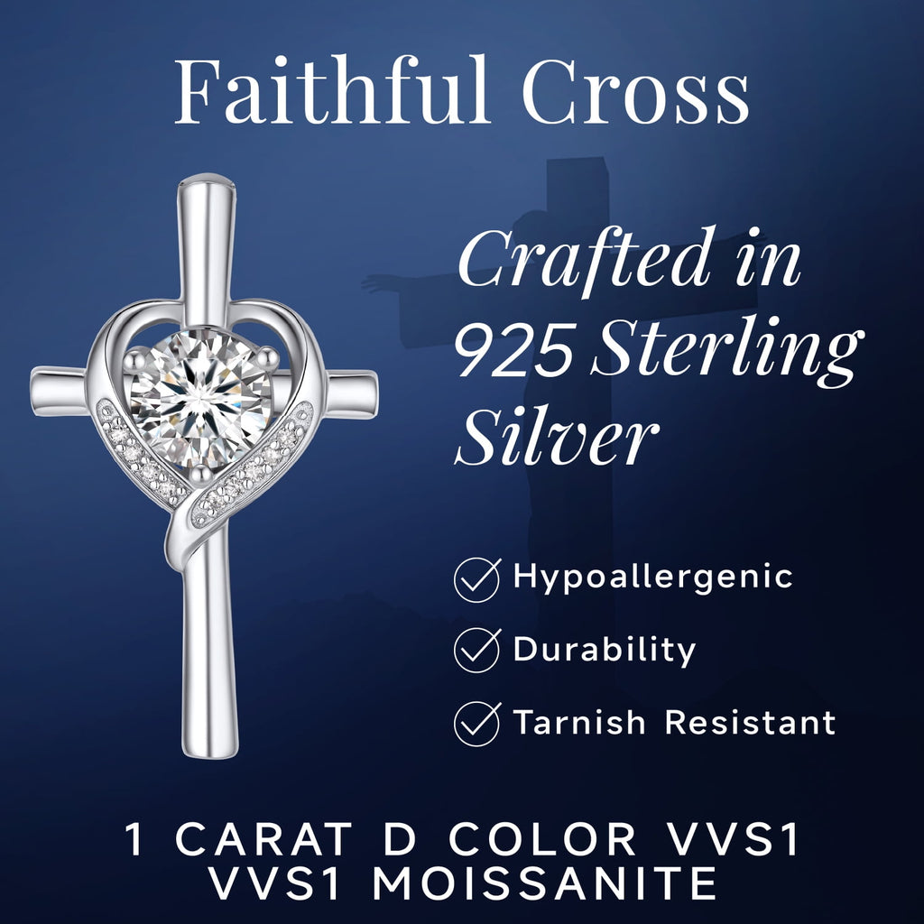 Cross Necklace for Women 1 Cross Pendant 925 Sterling Easter Christian Jewelry Gifts