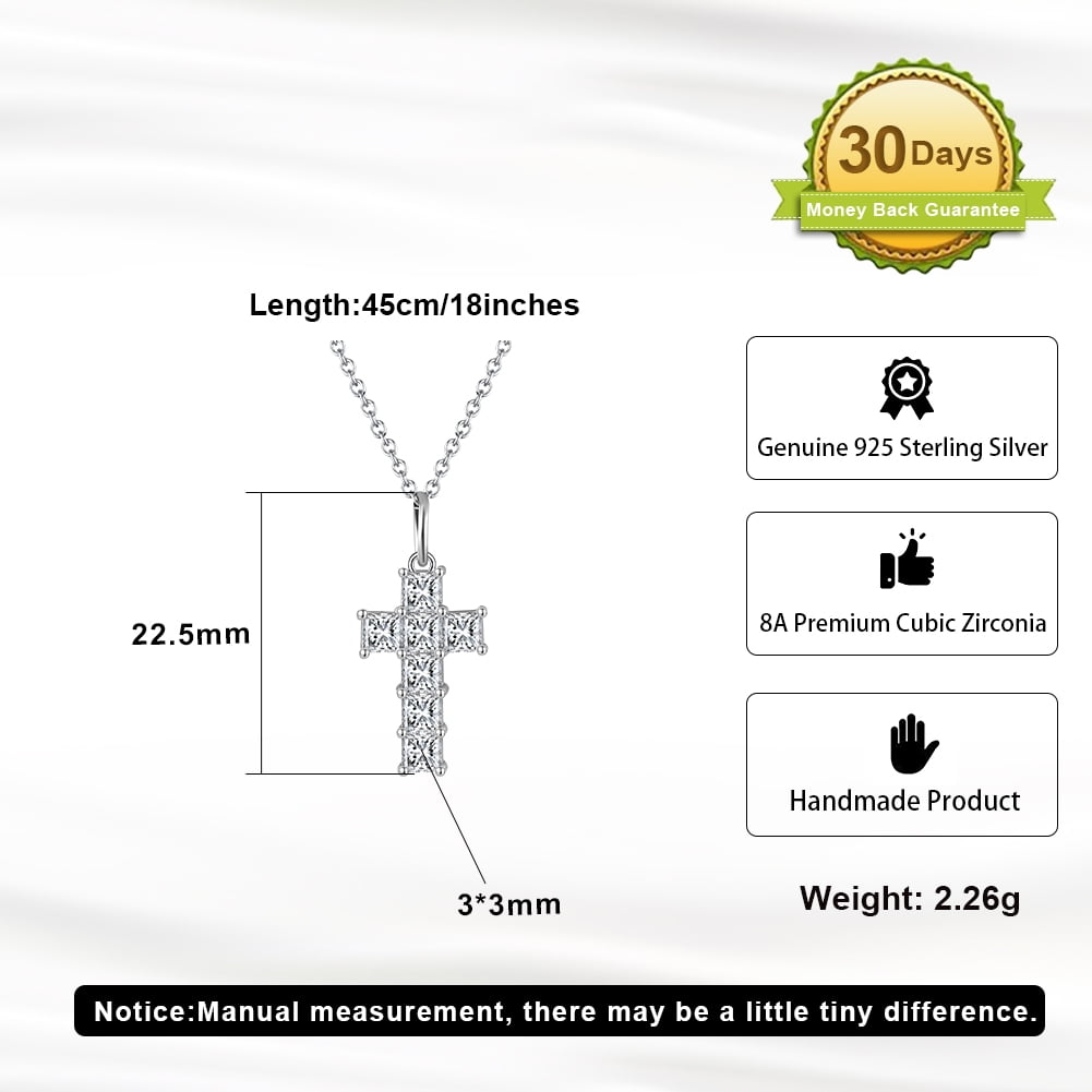 14K Plated Zirconia Cross Pendant Necklace for Women with 925