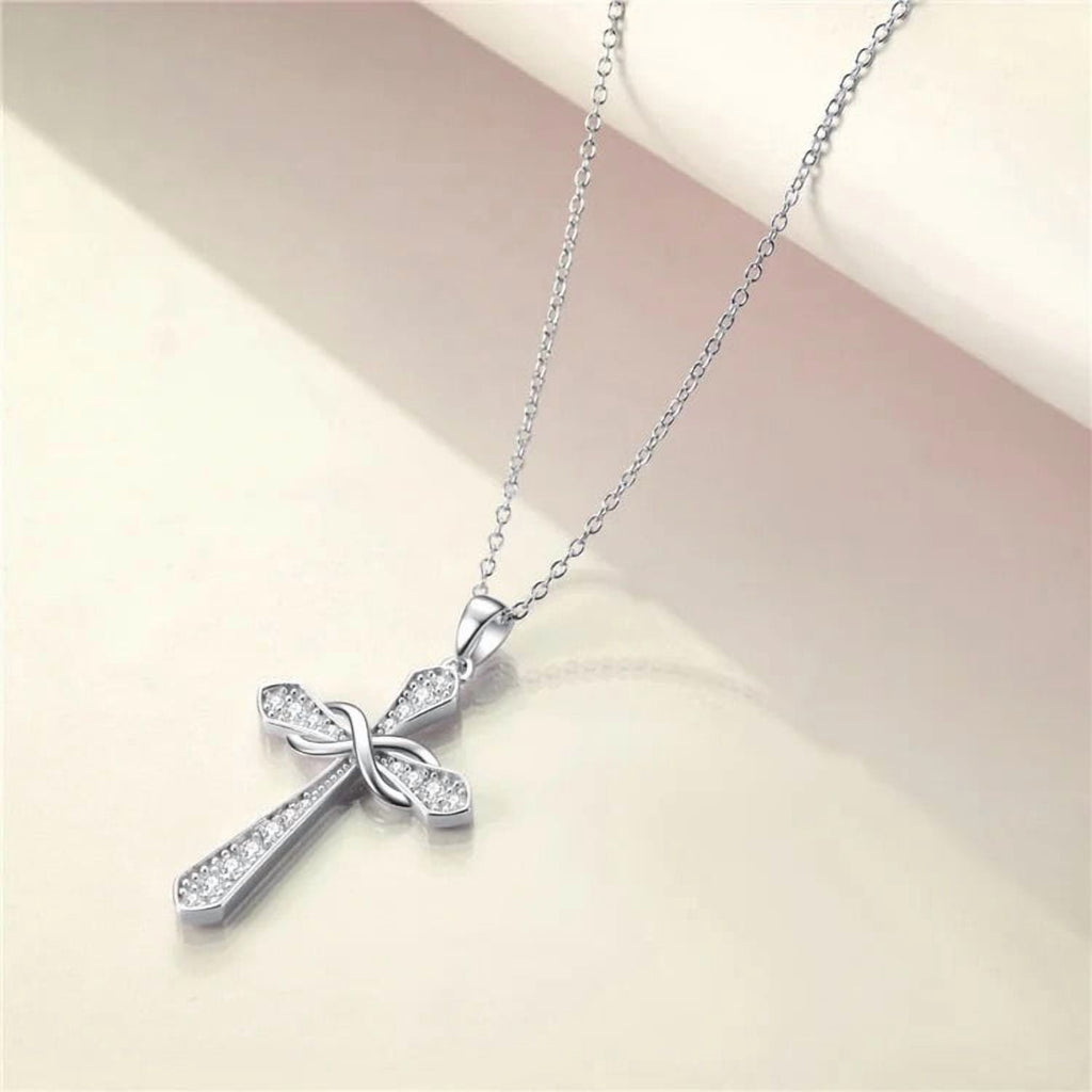 14K Plated Zirconia Cross Pendant Necklace for Women with 925
