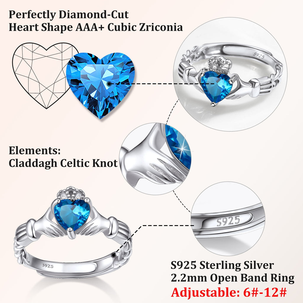 Infinity Celtic Knot Rings for Women 925 Sterling Heart Rings October Pink Tourmaline Rings for Mom Daughter Wife Girlfriend