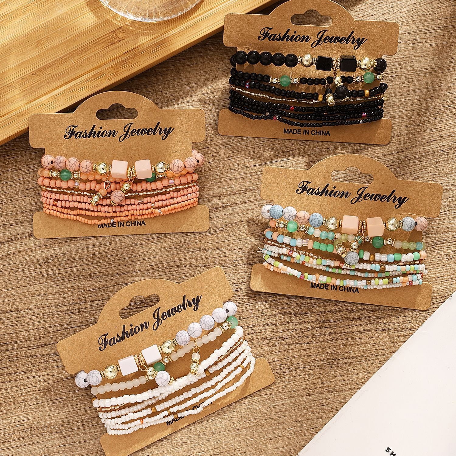 8 PCS Bohemian Women's Bracelet, Beaded Bracelet, Women's and Girls