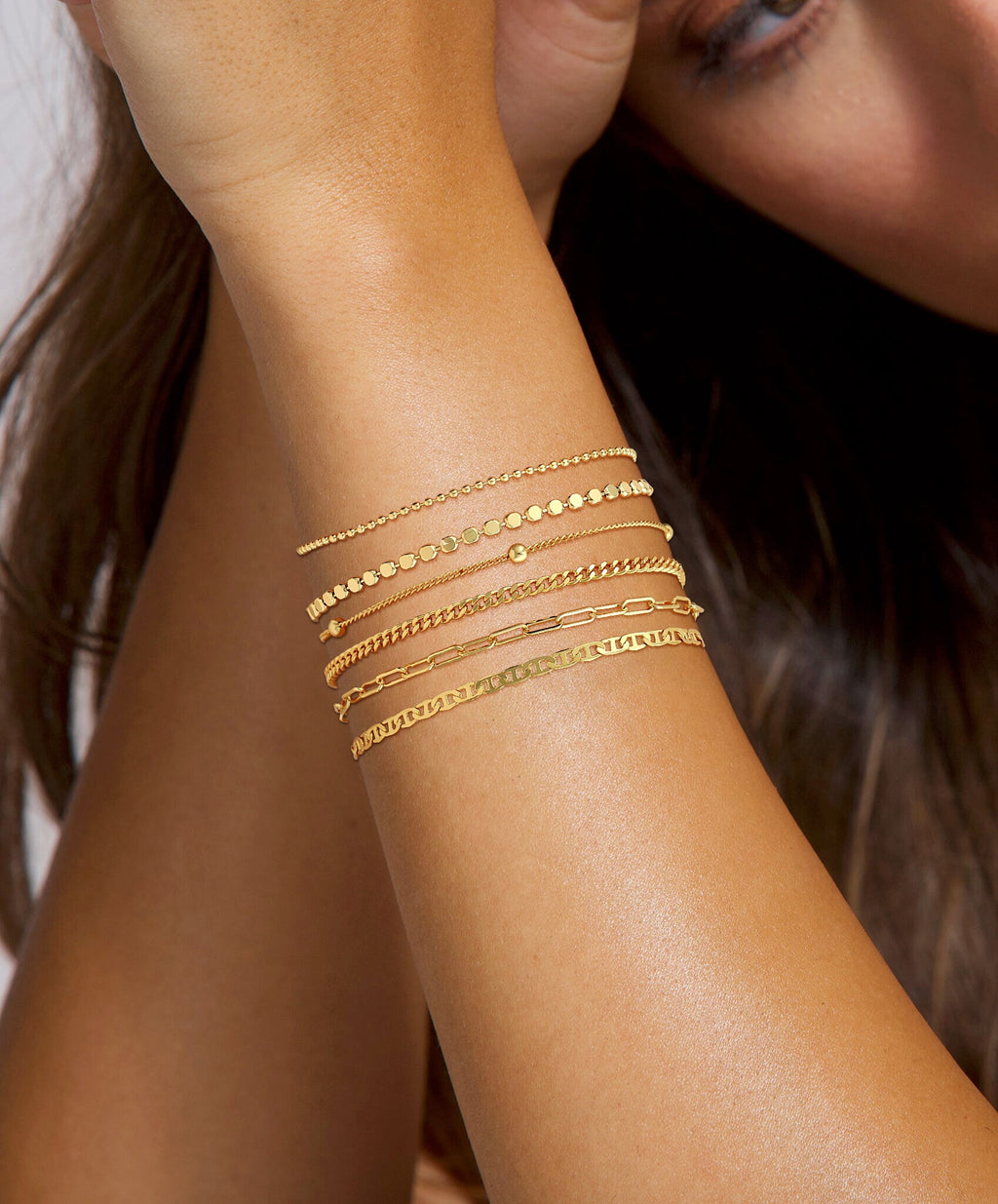 6PCS Bracelets for Women 14K Plated Dainty Layered Stacking Jewelry Set Gifts