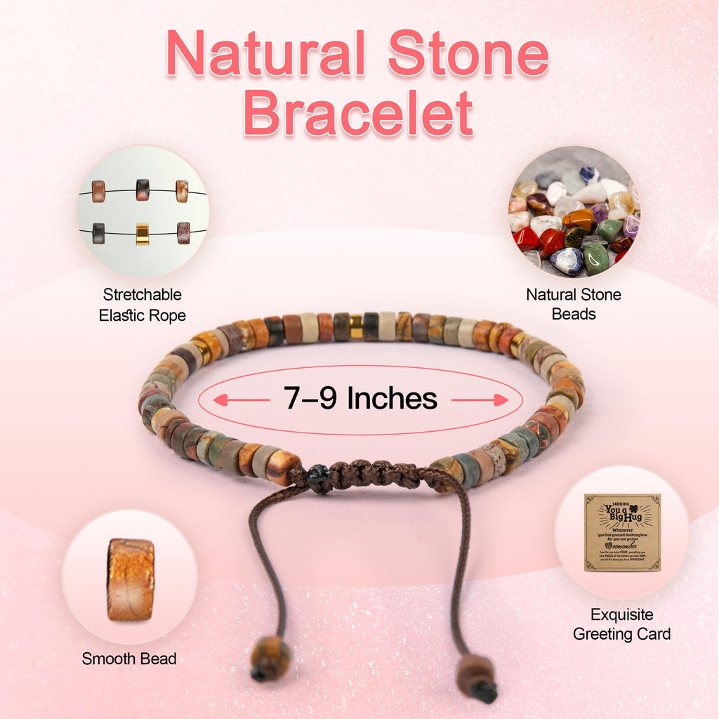 Inspirational Gifts Bracelets for Women - Healing Stone Bracelets - Cheer Up Appreciation for Teachers Women Friends Sister Bestie Coworkers Employees