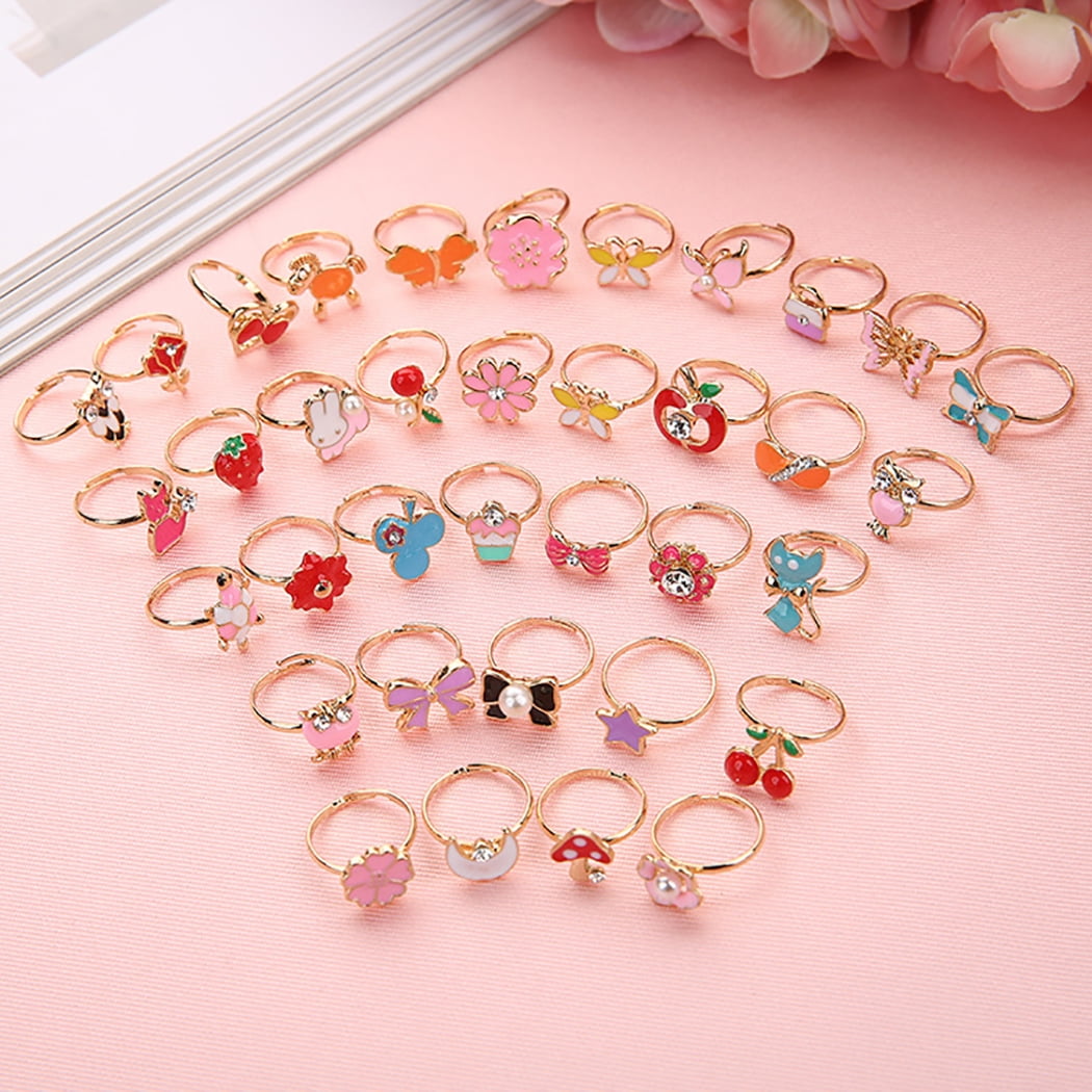 Multicolor Cartoon Adjustable Rings, Jewelry, 0.59 in, 36 Count