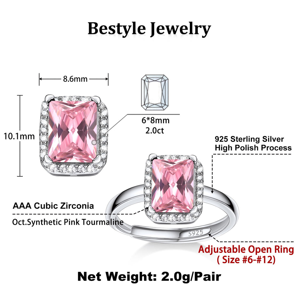 S925 Sterling Heart Rings for Women Sparkle Open Band Ring July Created Ruby Rings Size 6-12