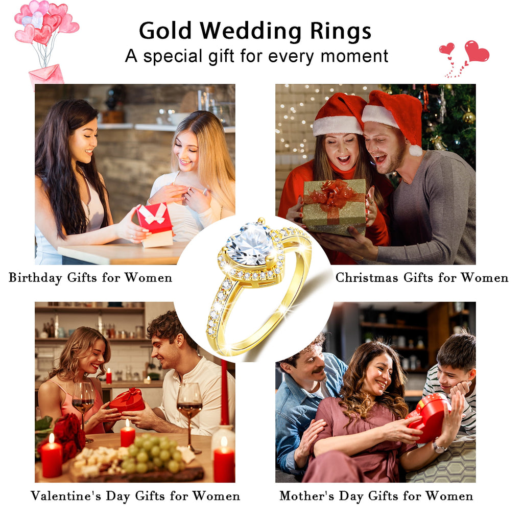 S925 Sterling Plated Heart Rings for Women Girls April Ring with CZ Eternity Band Wedding Easter Basket Stuffers Jewelry Gifts Teen Adults Kids