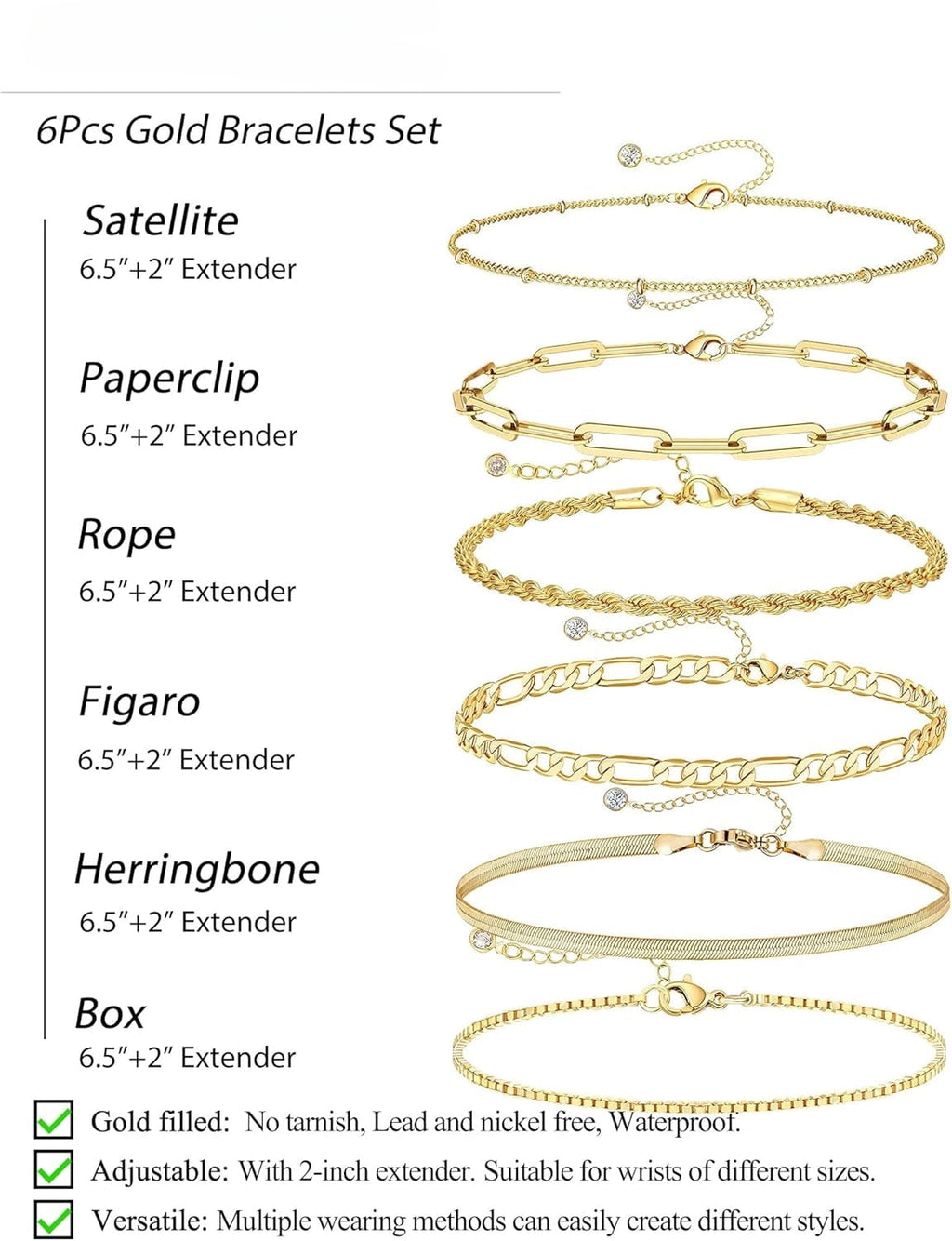 925 Sterling Dainty Bracelets for Women , Pack Gifts for Women