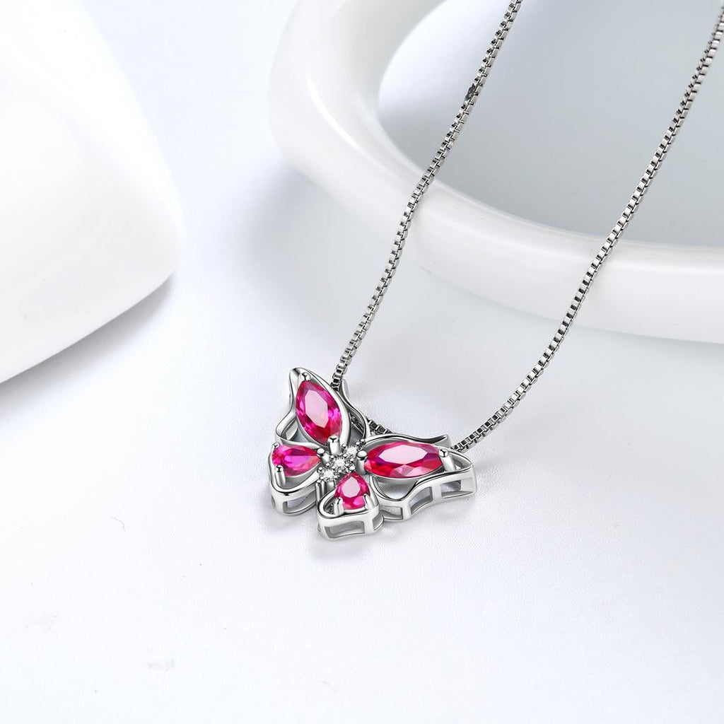 December Tanzanite Blue Butterfly Necklaces 925 Sterling Pendant Jewelry for Women Wife