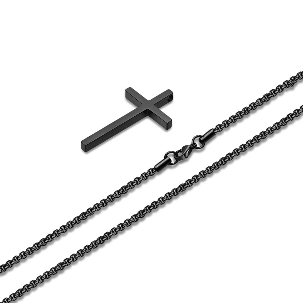 Cross Necklaces for Men Boys 316L Stainless Steel Pendant 16-30 inch Chain Jewelry Catholic Christian Easter Gifts for Men Father Husband Grandpa