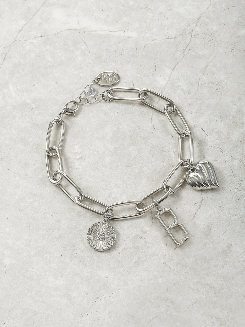 Silvertone Initial Charm Bracelet, Initial M