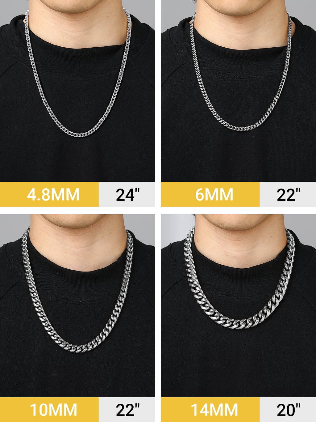 Cuban Chain for Men Black Plated 4.8mm Miami Cuban Necklace 18 Inch Hip Hop Mens for