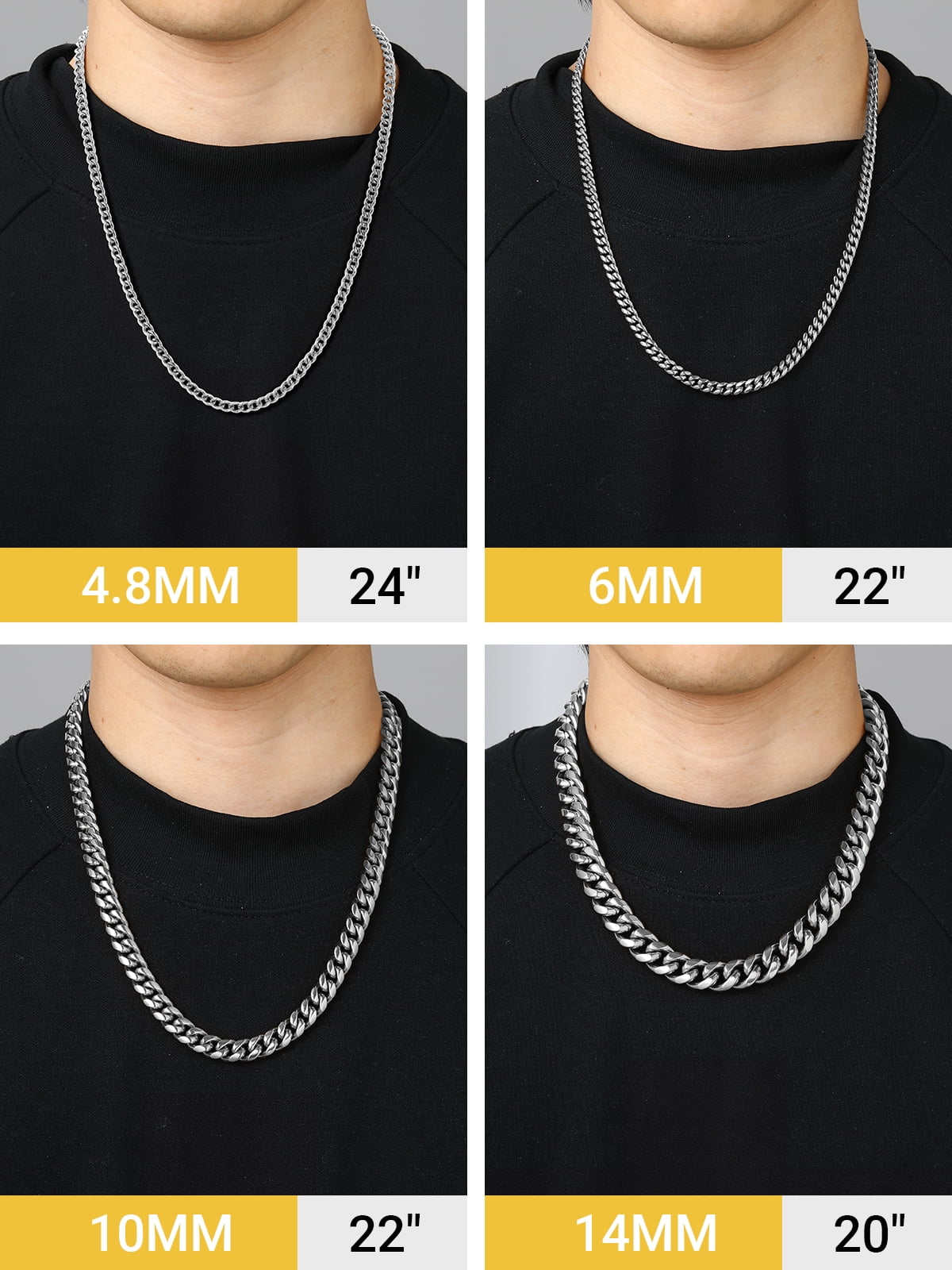 Cuban Chain for Men Black Plated 4.8mm Miami Cuban Necklace 18 Inch Hip Hop Mens for