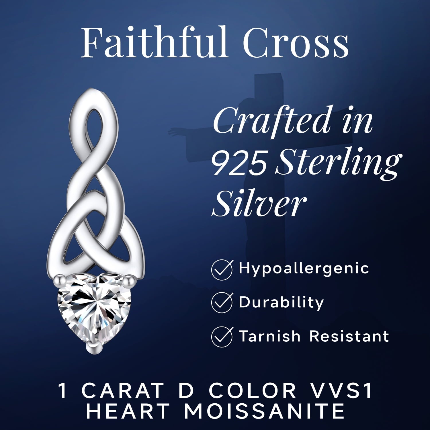 Cross Necklace for Women 1 Cross Pendant 925 Sterling Easter Christian Jewelry Gifts