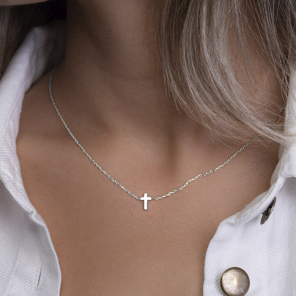 14K Plated Dainty Tiny Cross Pendant Necklace for Women Jewelry Personalizedt First Communion Christian Baptism Easter Gifts for Her Kid Girls