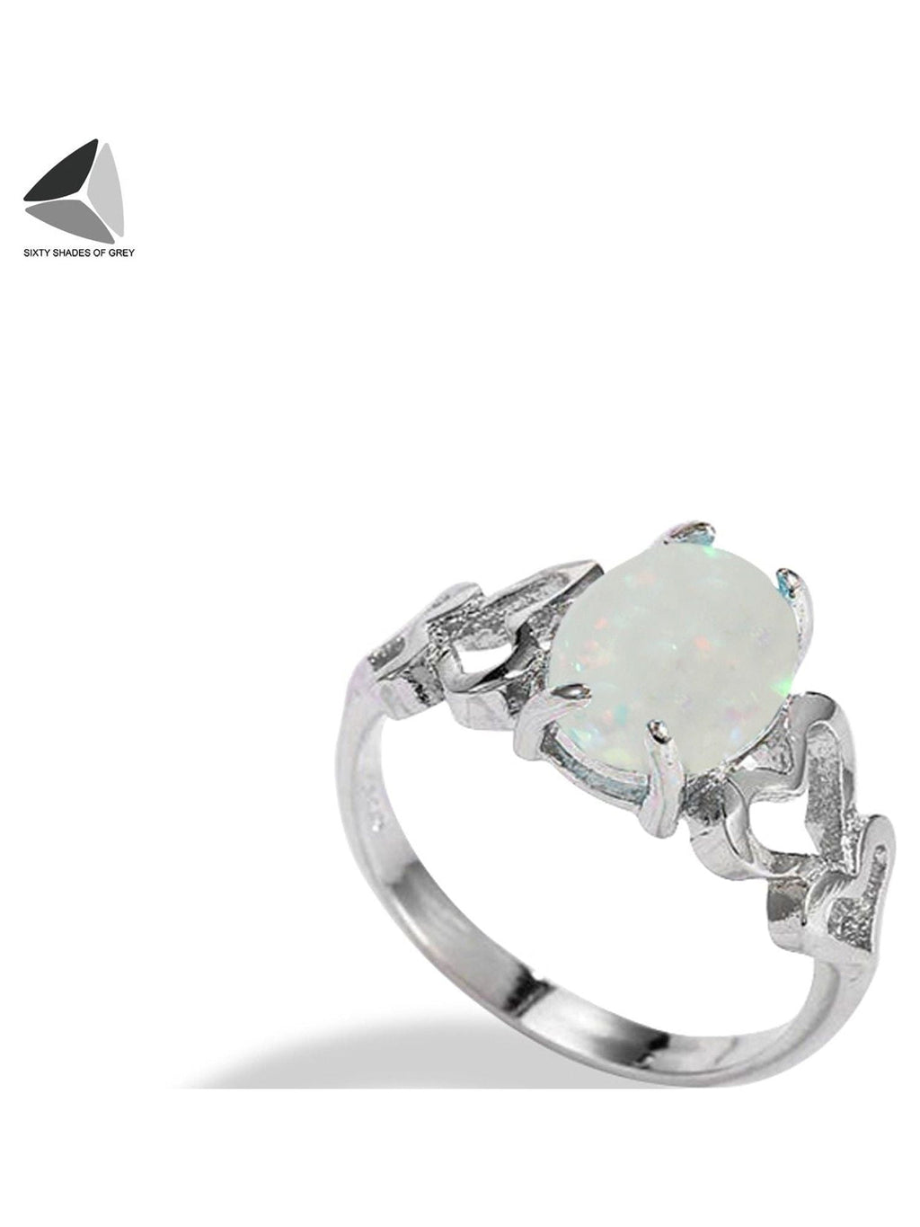 Created Oval White Opal Rings 925 Sterling Jewelry for Womens (Size 7)