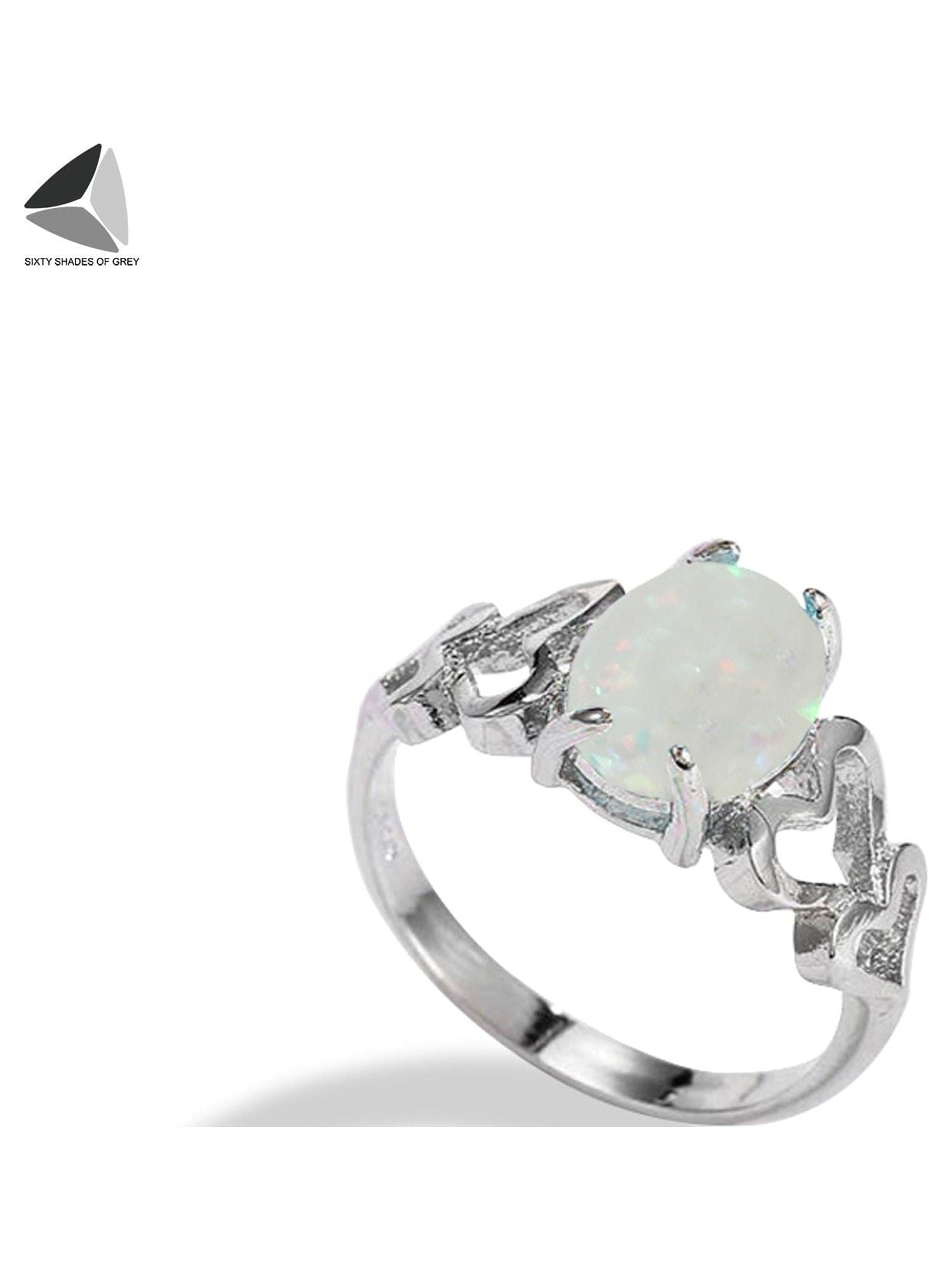 Created Oval White Opal Rings 925 Sterling Jewelry for Womens (Size 7)