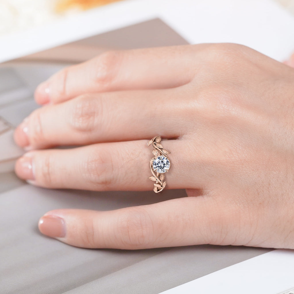 0.50 Round Cut Bohemian Engagement Ring - Vintage Ring - 18k White Plating for Women