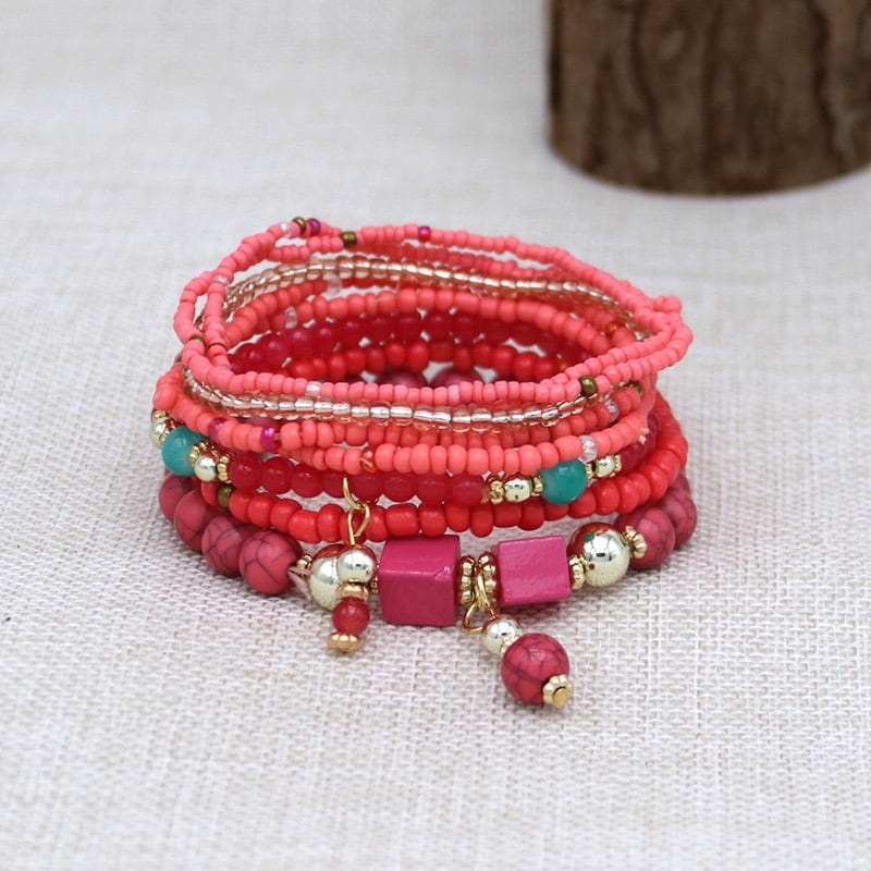 8 PCS Bohemian Women's Bracelet, Beaded Bracelet, Women's and Girls