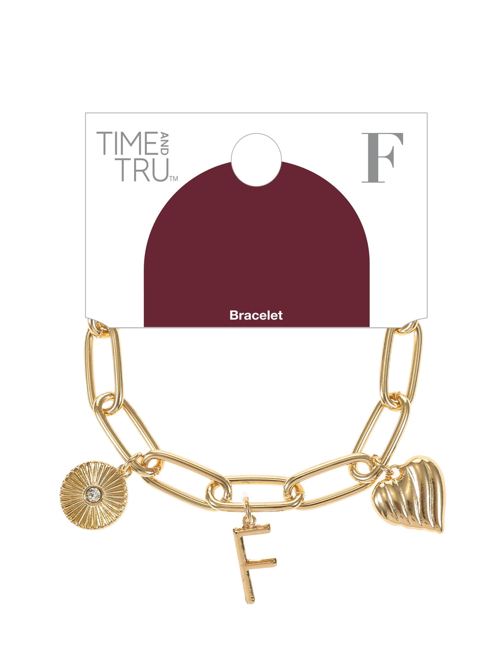 Goldtone Initial Charm Bracelet, Initial J