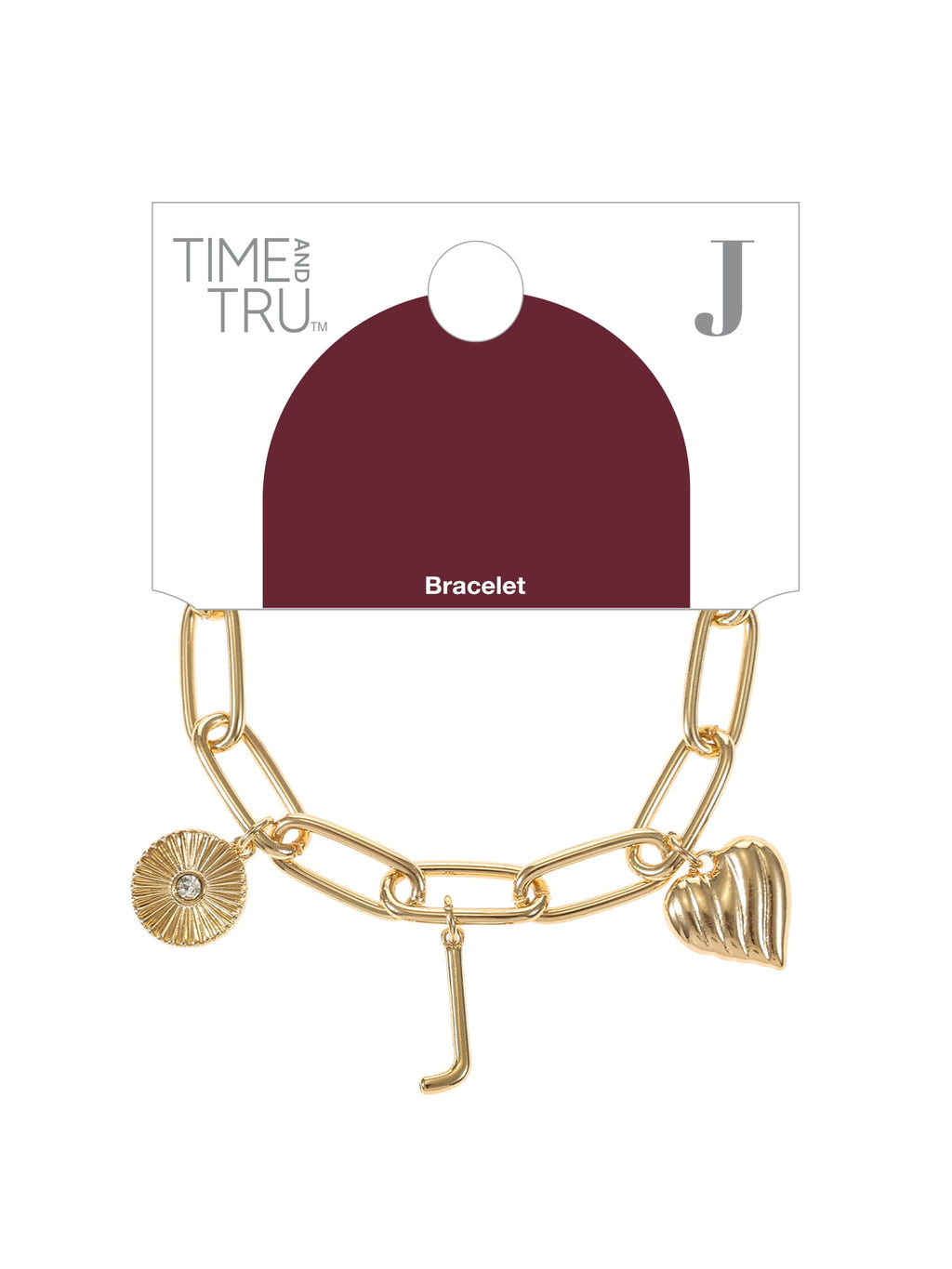 Goldtone Initial Charm Bracelet, Initial J